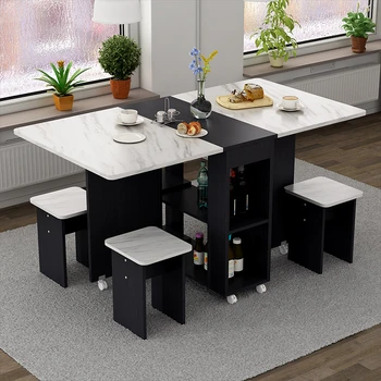 Складной стол прямоугольный бытовой многофункциональный для небольшой квартиры передвижной телескопический обеденный стол комбинация буфета