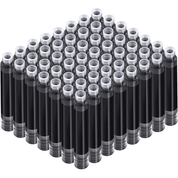 50 шт. чернильных картриджей для авторучек Черного, синего, красного цвета, набор из 50 заправляемых чернильных картриджей, диаметр отверстия 3,4 мм