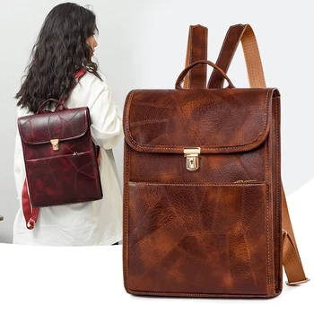 Элегантный дизайн, Женский рюкзак из мягкой искусственной кожи, дорожный рюкзак, женская сумка через плечо большой емкости, дневной рюкзак, мягкая обложка, сумка для ноутбука