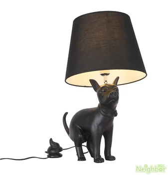 Современная настольная лампа с какашками Черной Собаки, светодиодная настольная лампа из смолы, Настольная лампа для чтения, Художественный Декор Рядом С Лампой, Светильники для гостиной, Спальни