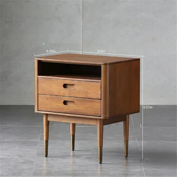 Шкафчик для хранения из массива дерева в Скандинавском стиле, Простой Современный Прикроватный шкафчик из черного ореха, мебель для спальни, мебель для дома
