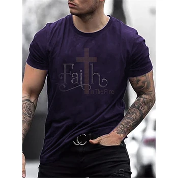 Мужская одежда, высококачественная модная футболка оверсайз y2k Faith, дизайнерские топы со стразами, топы с коротким рукавом, повседневная уличная футболка в стиле Рок, новинка