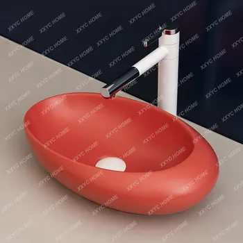 Межплатформенный умывальник для мытья Керамический умывальник для ванной комнаты Nordic Simple, красный