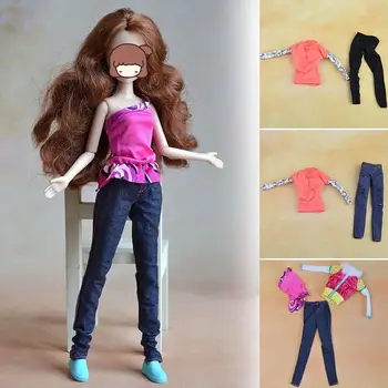 Детские игрушки разных стилей, куклы 1/6 BJD, повседневная одежда, аксессуары для одежды, кожаные брюки, джинсы с цветочным рисунком, брюки для кукол