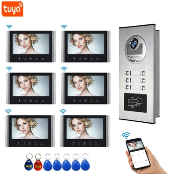 Видеодомофон Tuya Smart Wifi для домашнего дверного звонка 7-дюймовые видеодомофоны Tuya с сенсорным экраном для домашнего видеофона в квартире