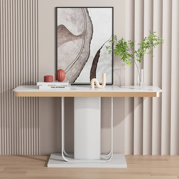 В прихожей Шиферный консольный столик Скандинавской роскоши, Узкий Длинный приставной столик, в гостиной Современный Железный журнальный столик, мебель для дома