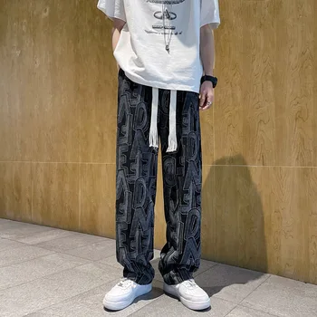 Брюки индивидуального дизайна, мужские летние Модные брендовые брюки Fried Street Ins с драпировкой, прямые широкие брюки в стиле харадзюку
