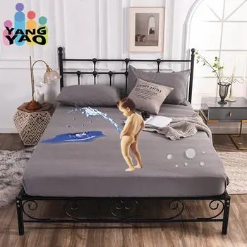 Супер Водонепроницаемое покрывало для кровати, Моющийся наматрасник, Однотонный протектор для кровати размера 