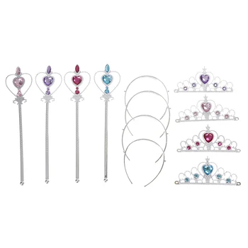 1 комплект Хрустальной тиары для девочек, корона принцессы, Корона + Волшебная палочка, аксессуары для волос для девочек