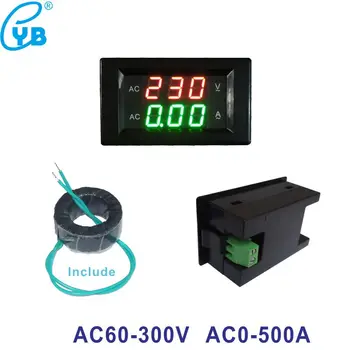 Светодиодный цифровой вольтметр, Амперметр, Вольт Напряжение, Ампер Измеритель тока, индикатор, Тестер, Измеряющий переменный ток 60-300 В
