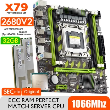 Материнская плата Atermiter X79 с XEON E5 2680 V2 2* 16 ГБ = 32 ГБ DDR3 1066 REG ECC RAM Memory Combo Kit Комплект NVME SATA Сервер