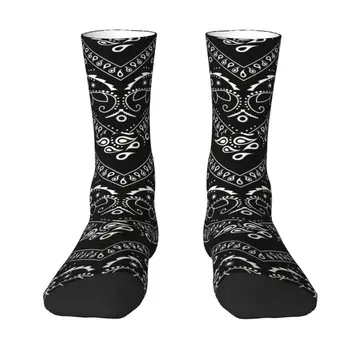 Черные носки с рисунком банданы в стиле Харадзюку, женские, мужские, теплые баскетбольные спортивные носки с 3D-печатью в стиле Пейсли