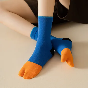 Носки с двумя носками, Носки со средним тонким носком, красочные креативные мужские носки-новинки