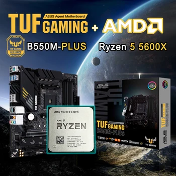 Материнская плата ASUS TUF GAMING B550M PLUS Micro-ATX B550M + НОВЫЙ процессор AMD Ryzen 5 5600X R5 5600X Processador Без Кулера