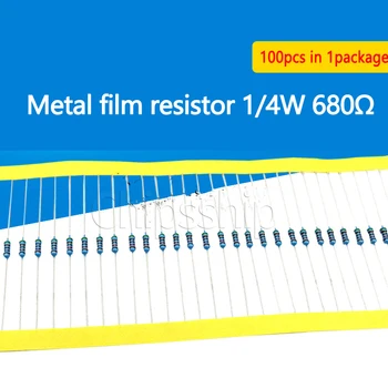 Металлический пленочный резистор 1/4 Вт 680 Ом 1% пятицветный кольцевой резистор (100 шт.)