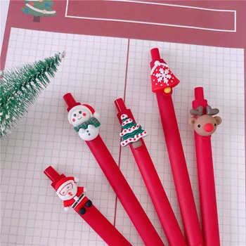 Рождественский подарок чернокожий ребенок-студент сдает экзамен 0,5 нажатия нейтральной ручкой, канцелярские принадлежности для подписи, милый Санта-Клаус