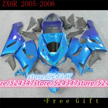 Инжекционный сине-черный комплект обтекателей Для NINJA ZX 6R 636 05 06 ZX-6R 05-06 ZX6R 2005 2006 ZX 6R 05 06 обтекатели