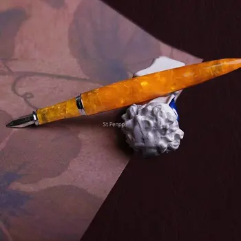 Ст Penpps оранжевая смола перьевая ручка чернила перо тонкой наконечник металлический колпачок бизнес канцелярские офис школьные принадлежности ручки подарочные