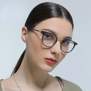 Женские очки с анти-синим светом, модные Ретро Классические металлические квадратные очки Tr90, обычные очки для студентов-мужчин, очки для ежедневных поездок на работу