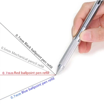 LOLEDE 4в1 Металлическая разноцветная шариковая ручка для офиса, школьные принадлежности, механический карандаш для письма