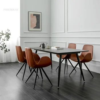 Современные железные обеденные стулья, креативная мебель для столовой, обеденный стул с мягкой спинкой, кресло для переговоров в ресторане, отеле