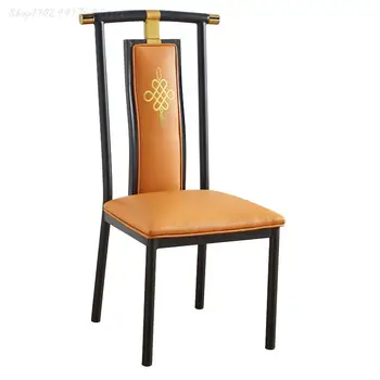 Гостиничный стул Коробка Банкетный Тематический Ресторан Железный стул с высокой спинкой Hot Pot Shop Легкий Роскошный Новый Китайский обеденный стул из массива дерева